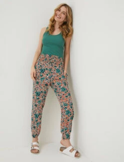 Floral Pull On Cuffed Joggers