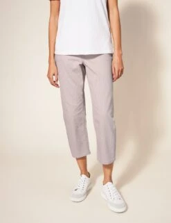 WHITE STUFF Striped Straight Leg Cropped Jeans