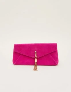 Suede Tassel Clutch Bag