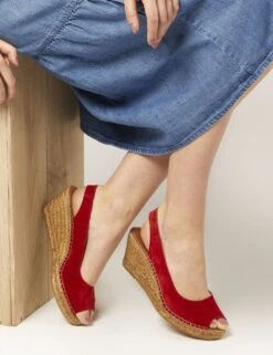 Jones Bootmaker Suede Slingback Wedge Sandals