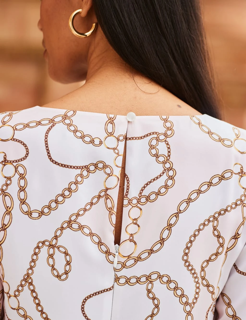 Printed Round Neck Frill Hem Shift Dress 5 Printed Round Neck Frill Hem Shift Dress - Image 5