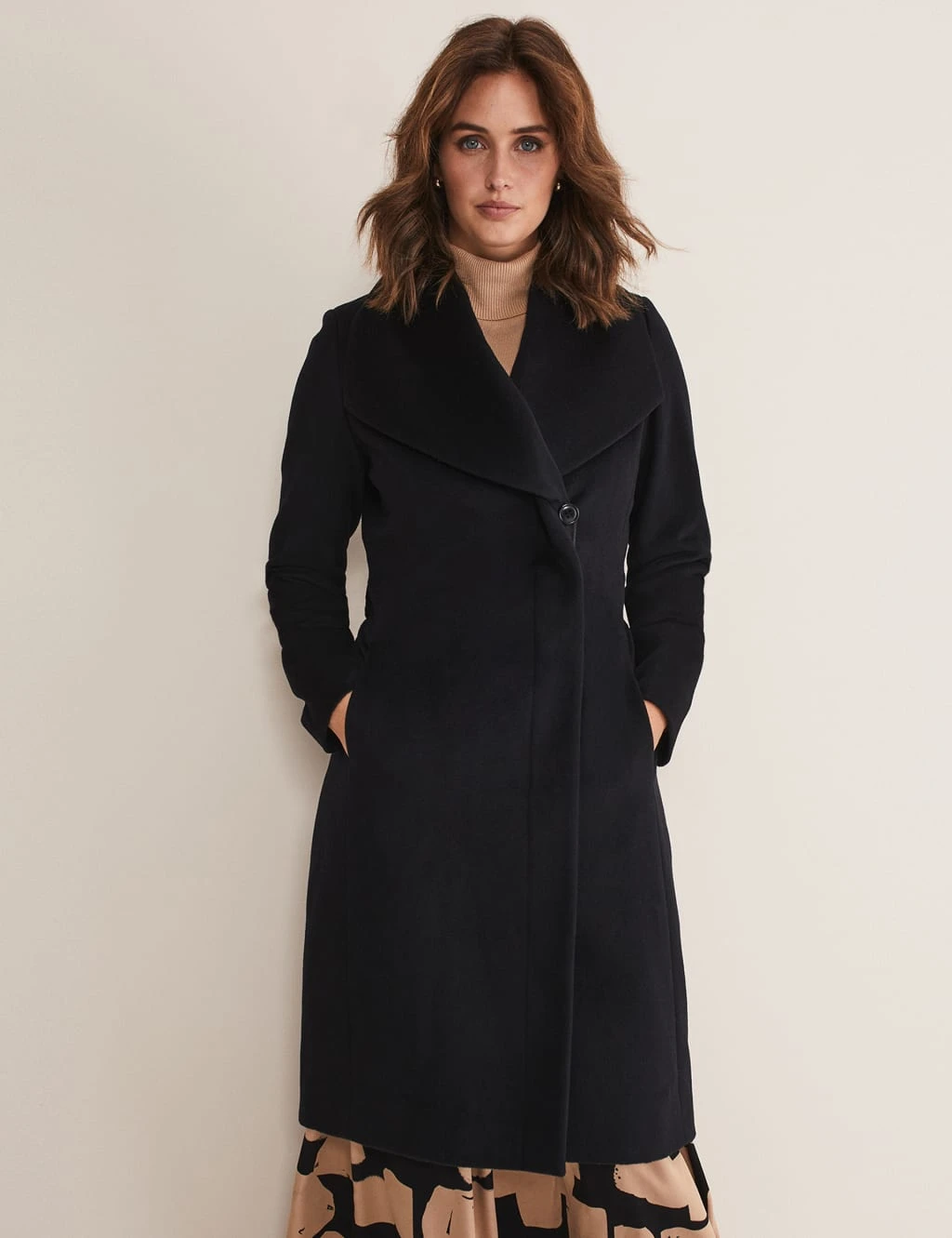 Wool Rich Collared Wrap Coat 1 Wool Rich Collared Wrap Coat