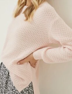 Textured Crew Neck Stepped Hem Jumper -Marksandspencer Sale Store SD 10 T83 6901W A0 X EC 2