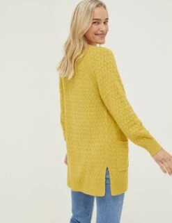 Pure Cotton Textured Longline Cardigan -Marksandspencer Sale Store SD 10 T83 6906W R0 X EC 1