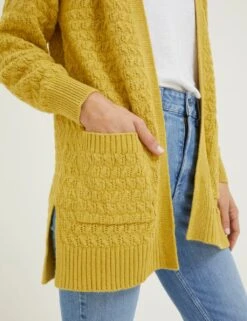 Pure Cotton Textured Longline Cardigan -Marksandspencer Sale Store SD 10 T83 6906W R0 X EC 4