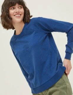Pure Cotton Embroidered Sweatshirt -Marksandspencer Sale Store SD 10 T83 6910W E0 X EC 2