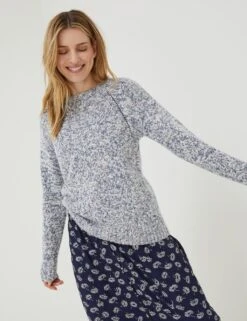 Cotton Rich Textured Crew Neck Jumper -Marksandspencer Sale Store SD 10 T83 6971W E0 X EC 2