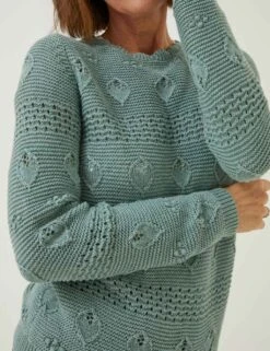 Pure Cotton Crochet Crew Neck Jumper -Marksandspencer Sale Store SD 10 T83 6984W J0 X EC 3