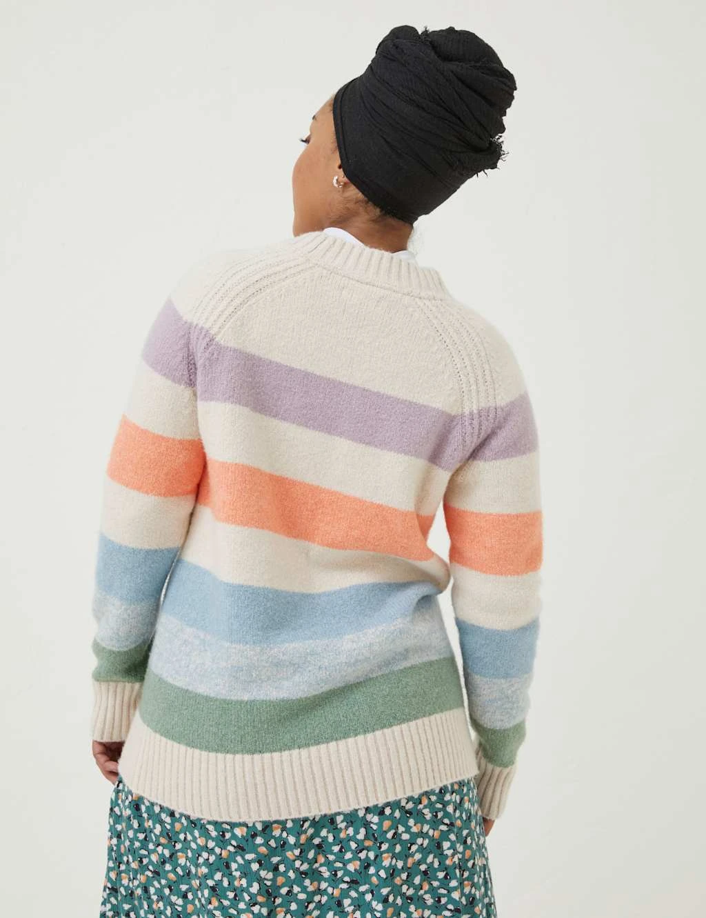 Cotton Rich Striped Crew Neck Jumper 3 Cotton Rich Striped Crew Neck Jumper - Image 3