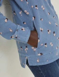 Pure Cotton Printed Funnel Neck Sweatshirt