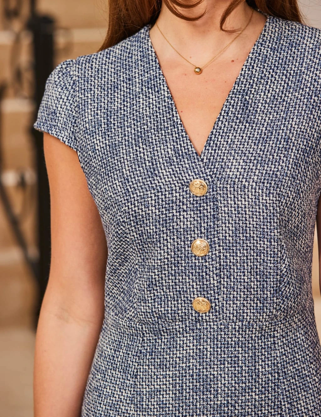 Boucle Button Detail Shift Dress 5 Boucle Button Detail Shift Dress - Image 5