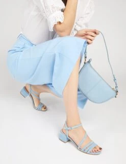 Jones Bootmaker Suede Ankle Strap Block Heel Sandals