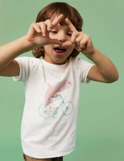 WHITE STUFF Pure Cotton Fish Graphic T-Shirt (3-10 Yrs)