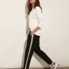 Side Stripe Straight Leg Ankle Grazer Trousers