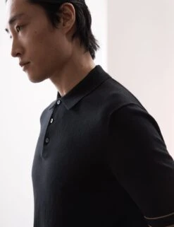 Silk Cotton Knitted Polo Shirt -Marksandspencer Sale Store Silk Cotton Knitted Polo Shirt 6