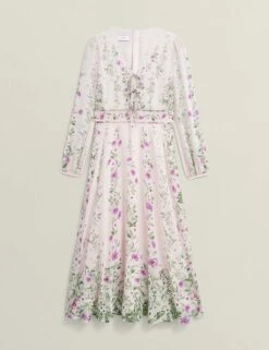 Silk Rich Floral V-Neck Midi Skater Dress 17 Silk Rich Floral V-Neck Midi Skater Dress -Marksandspencer Sale Store Silk Rich Floral V Neck Midi Skater Dress 1