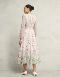 Silk Rich Floral V-Neck Midi Skater Dress 18 Silk Rich Floral V-Neck Midi Skater Dress -Marksandspencer Sale Store Silk Rich Floral V Neck Midi Skater Dress 2