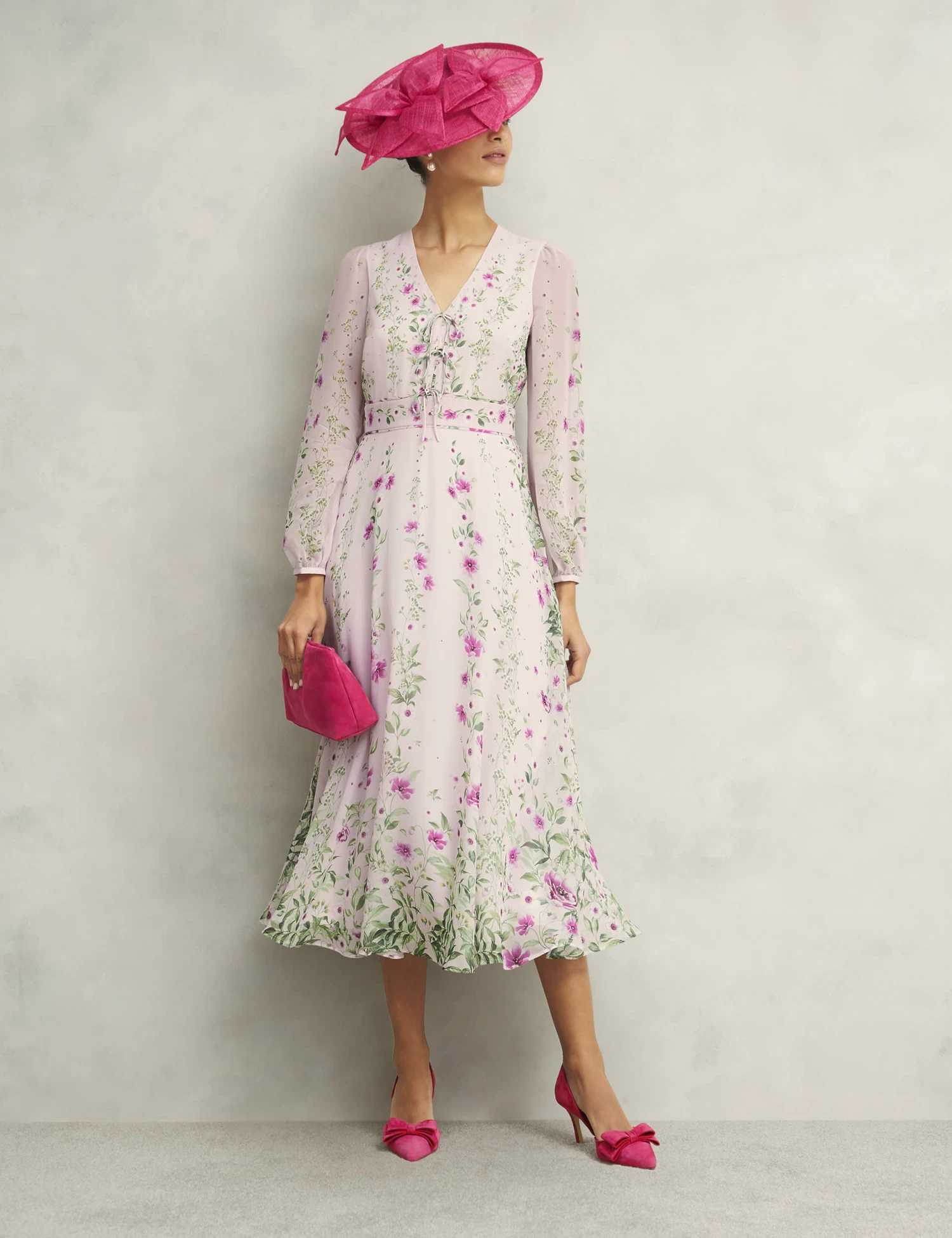 Silk Rich Floral V-Neck Midi Skater Dress 7 Silk Rich Floral V-Neck Midi Skater Dress - Image 7