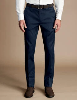 Slim Fit Cotton Rich Textured Trousers -Marksandspencer Sale Store Slim Fit Cotton Rich Textured Trousers 2