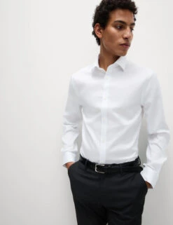 Slim Fit Easy Iron Pure Cotton Textured Shirt