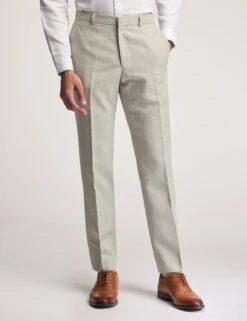 Ted Baker Slim Fit Linen Blend Flat Front Trousers