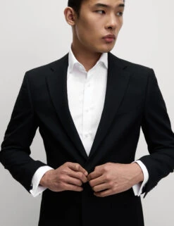 Slim Fit Luxury Cotton Double Cuff Twill Shirt -Marksandspencer Sale Store Slim Fit Luxury Cotton Double Cuff Twill Shirt 5