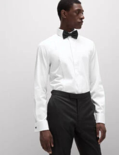 Slim Fit Luxury Cotton Double Cuffed Dress Shirt -Marksandspencer Sale Store Slim Fit Luxury Cotton Double Cuffed Dress Shirt 5