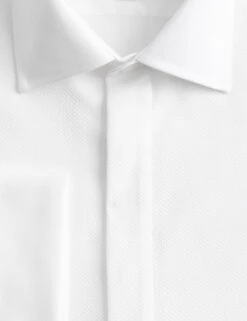 Slim Fit Luxury Cotton Double Cuffed Dress Shirt -Marksandspencer Sale Store Slim Fit Luxury Cotton Double Cuffed Dress Shirt 7