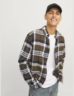 Jack & Jones Slim Fit Pure Cotton Checked Overshirt 23 Jack & Jones Slim Fit Pure Cotton Checked Overshirt -Marksandspencer Sale Store Slim Fit Pure Cotton Checked Overshirt 2