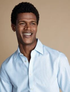 Slim Fit Pure Cotton Striped Oxford Shirt -Marksandspencer Sale Store Slim Fit Pure Cotton Striped Oxford Shirt 2