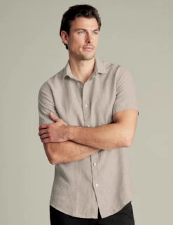 Slim Fit Pure Linen Short Sleeve Shirt