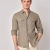 Slim Fit Pure Linen Utility Shirt