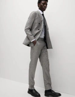 Slim Fit Wool Rich Check Suit Trousers -Marksandspencer Sale Store Slim Fit Wool Rich Check Suit Trousers 3