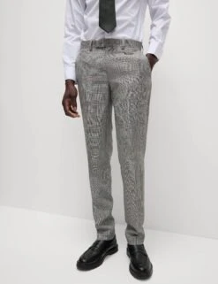 Slim Fit Wool Rich Check Suit Trousers -Marksandspencer Sale Store Slim Fit Wool Rich Check Suit Trousers 4