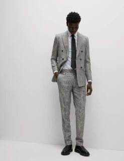 Slim Fit Wool Rich Check Suit Trousers -Marksandspencer Sale Store Slim Fit Wool Rich Check Suit Trousers 5