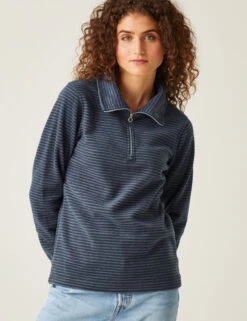 Regatta Solenne Striped Funnel Neck Half Zip Fleece
