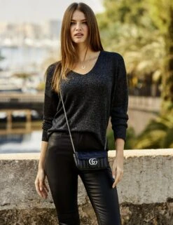 Sparkly V-Neck Metallic Jumper