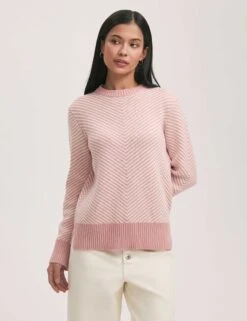Stella Cotton Rich Striped Crew Neck Jumper -Marksandspencer Sale Store Stella Cotton Rich Striped Crew Neck Jumper 3