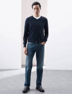 Straight Fit Japanese Selvedge Jeans -Marksandspencer Sale Store Straight Fit Japanese Selvedge Jeans 3