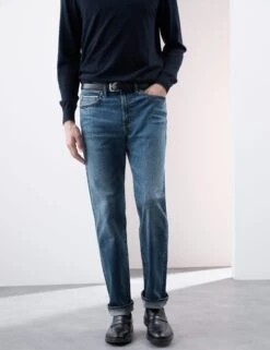 Straight Fit Japanese Selvedge Jeans -Marksandspencer Sale Store Straight Fit Japanese Selvedge Jeans 5