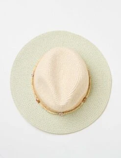 Straw Colour Block Fedora Hat