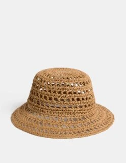 Straw Open Weave Bucket Hat