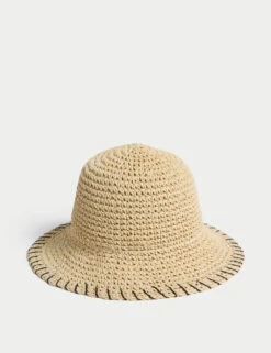 Straw Whipstitch Bucket Hat