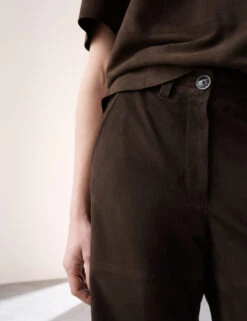 Suede High Waisted Knee Length Shorts -Marksandspencer Sale Store Suede High Waisted Knee Length Shorts 4