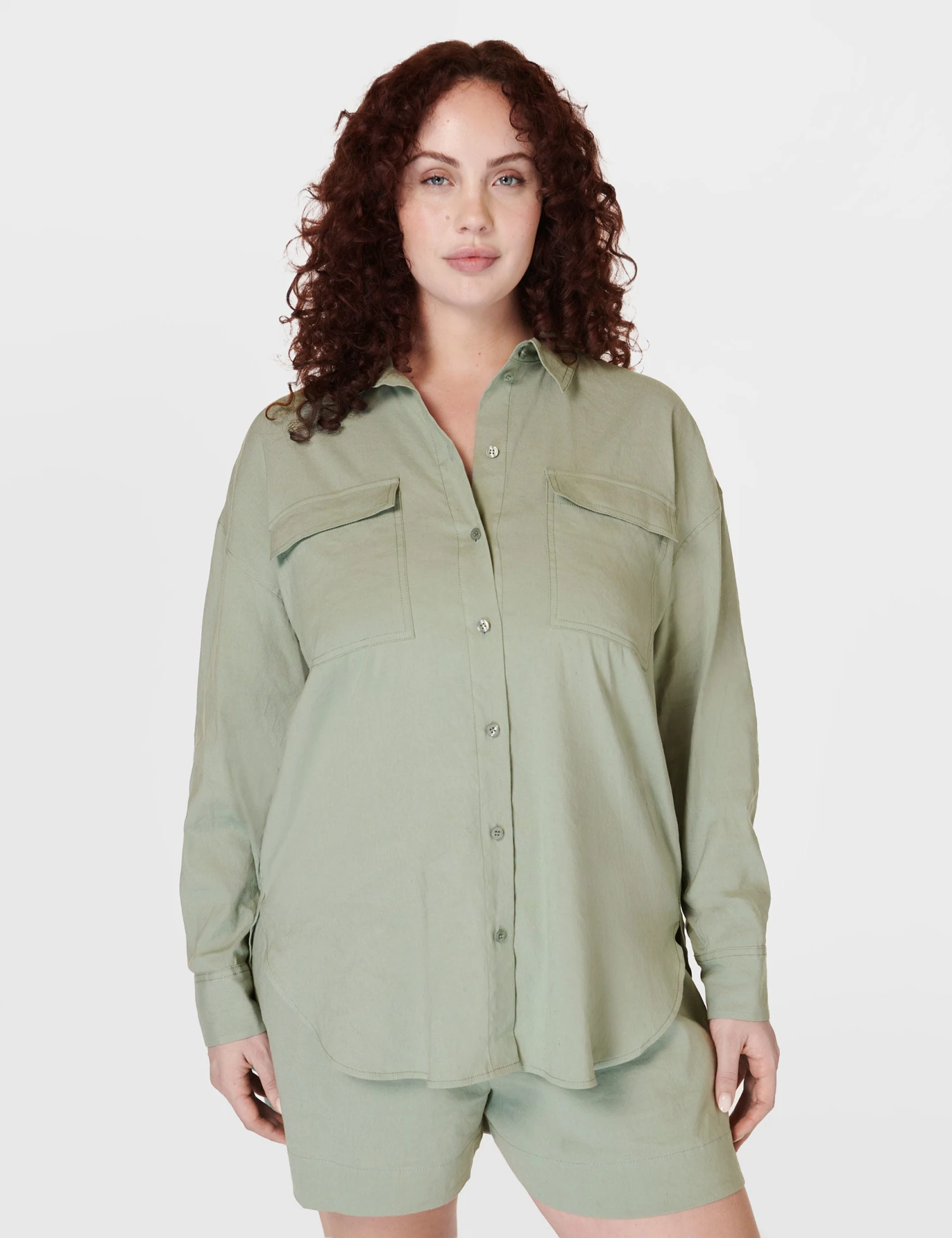 Sweaty Betty Summer Stretch Linen Rich Utility Shirt 1 Sweaty Betty Summer Stretch Linen Rich Utility Shirt