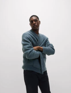 Supersoft Ribbed V-Neck Cardigan With Wool -Marksandspencer Sale Store Supersoft Ribbed V Neck Cardigan with Wool 6