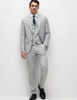 Tailored Fit Check Stretch Suit Trousers -Marksandspencer Sale Store Tailored Fit Check Stretch Suit Trousers 3