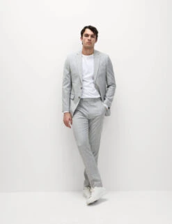 Tailored Fit Check Stretch Suit Trousers -Marksandspencer Sale Store Tailored Fit Check Stretch Suit Trousers 5