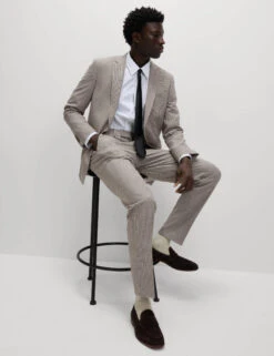Tailored Fit Grid Check Suit Trousers