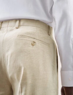 Tailored Fit Italian Performance Linen Blend Suit Trousers -Marksandspencer Sale Store Tailored Fit Italian Performance Linen Blend Suit Trousers 4